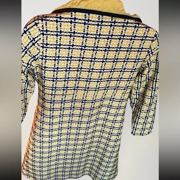 Vintage sheath Dress and Jacket yellow black white plaid tweed measures XS - Picture 4 of 11